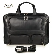J.M.D Hot Selling Guarantee Genuine Cow Leather Classic Black Men’s Unique Design Briefcases Laptop Handbag Busniess Bag 7289A