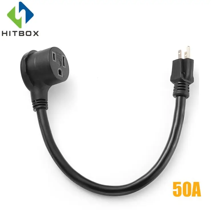 HITBOX 30A/50A конвертер адаптер Шнур 1,5 футов стандарт США 110 В 220 В 14 AWG удлинитель питания L6-30R Кабельный разъем 30A 3 зубец - Цвет: 50A