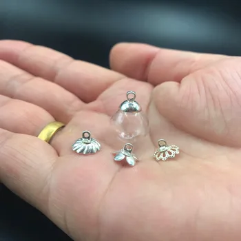 

200pcs 12mm Transparent Glass Miniature Wish Bottle With Cap Glass Globe Bubble Vial Cabochons Pendants Single Hole Orb Clear