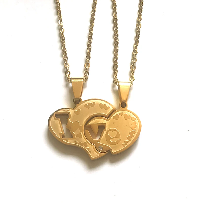 Two Halves Heart Necklace Pendants Promise Necklaces For Couple