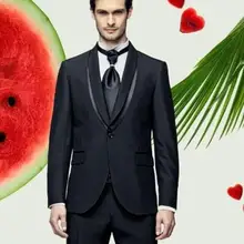 Последное Пальто Штаны Дизайнерский Костюм Homme брак бренд clothoing Terno blazershawl воротник Black3Pieces(пиджак+ штаны+ галстук-бабочка