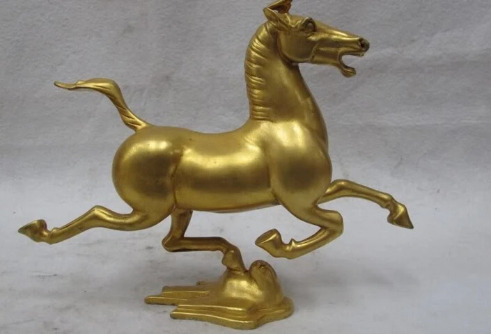

Free Shipping USPS to USA S2796 Chinese 100% Pure Bronze 24K Gold Gild famous Horse riding Chebi horse Statue