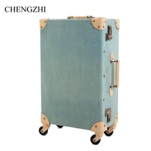 CHENGZHI 2" 24" дюймов Женские Ретро прокатки багаж girsl моды Дорожный чемодан на колесиках личности дорожная сумки на колесах