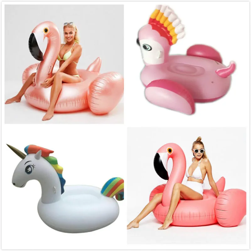 

Parrot Giant Flower Print Swan Inflatable Float For Adult Pool Party Toys CherryFlamingo Ride-On Air Mattress Swimming Ring boia