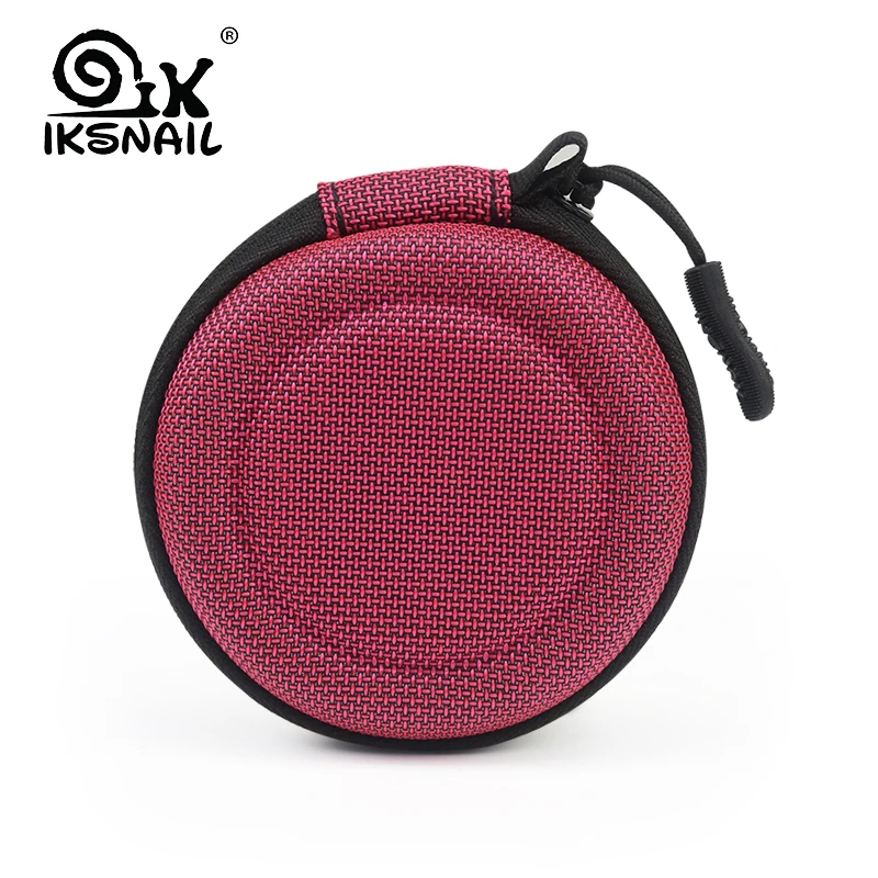 IKSNAIL портативный чехол для наушников, чехол на молнии, круглая Жесткая Сумка для хранения, гарнитура, коробка для наушников, SD карты, кабель для зарядки