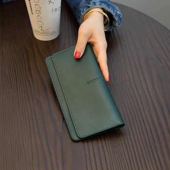 

SOFT Genuine Leather Women's Slim Wallets Luxury Ladies Cowhide Wallet and Purse Female Carteira Feminina Photo and Card Holders