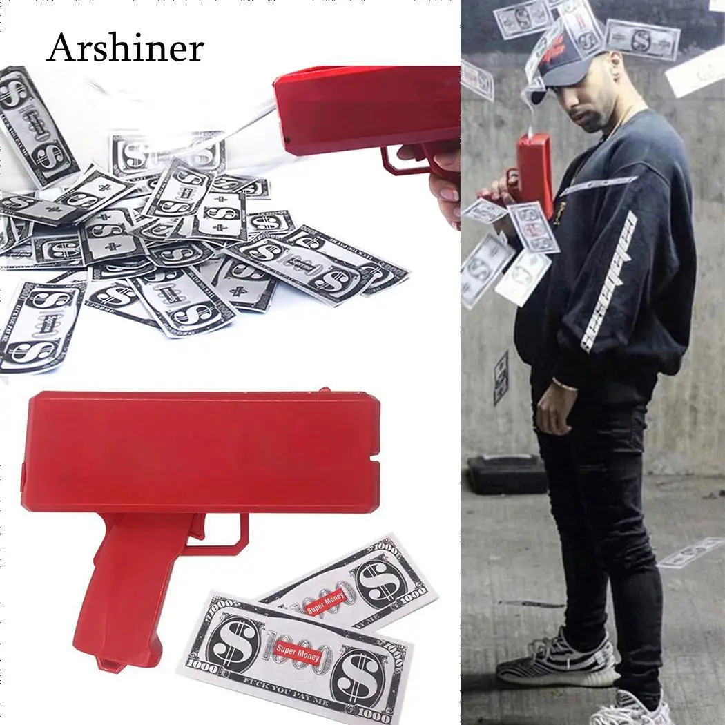 

1PCS Money Gun Red Fashion Pink Toy Christmas Gift Party Toys Game Cash Cannon Funny Money Gun Toy Pistol Toy