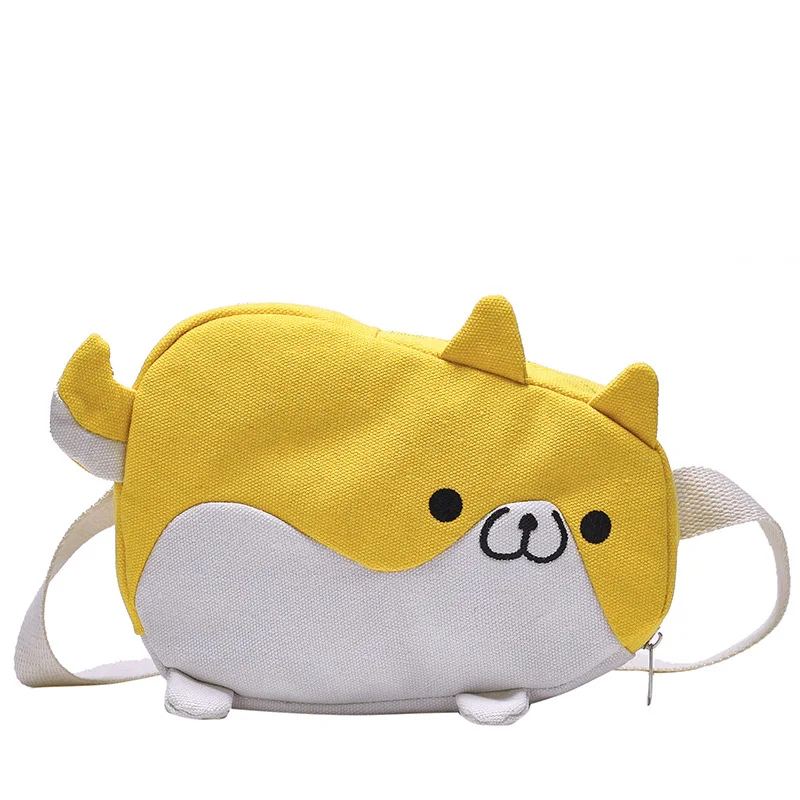 

Harajuku Cartoon Corgi Canvas Handbag Japan Kawaii Dog Style Shoulder Messenger Bag Casual Tote Women's Handbag