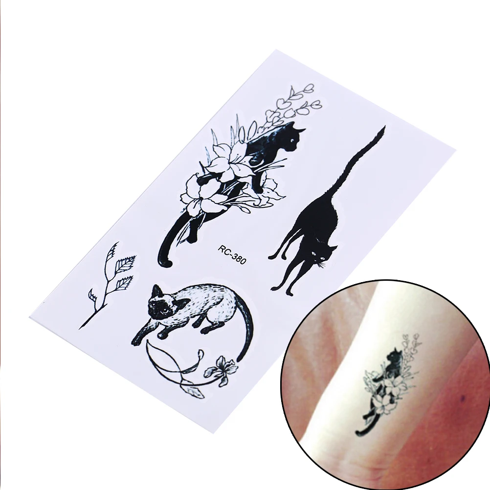 Black Cats Temporary Tattoo Body Art Arm Flash Tattoo Stickers 10.5*6cm