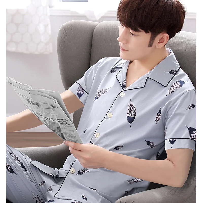 

Men sleep Summer Cotton A203 Short Sleeve Shorts Youth Casual spring Summer Thin type men