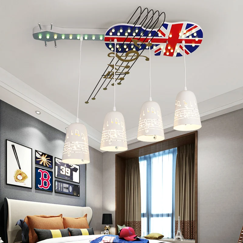 

American creative personality violin chandelier boy bedroom children's room light modern minimalist cartoon music ceiling lamp