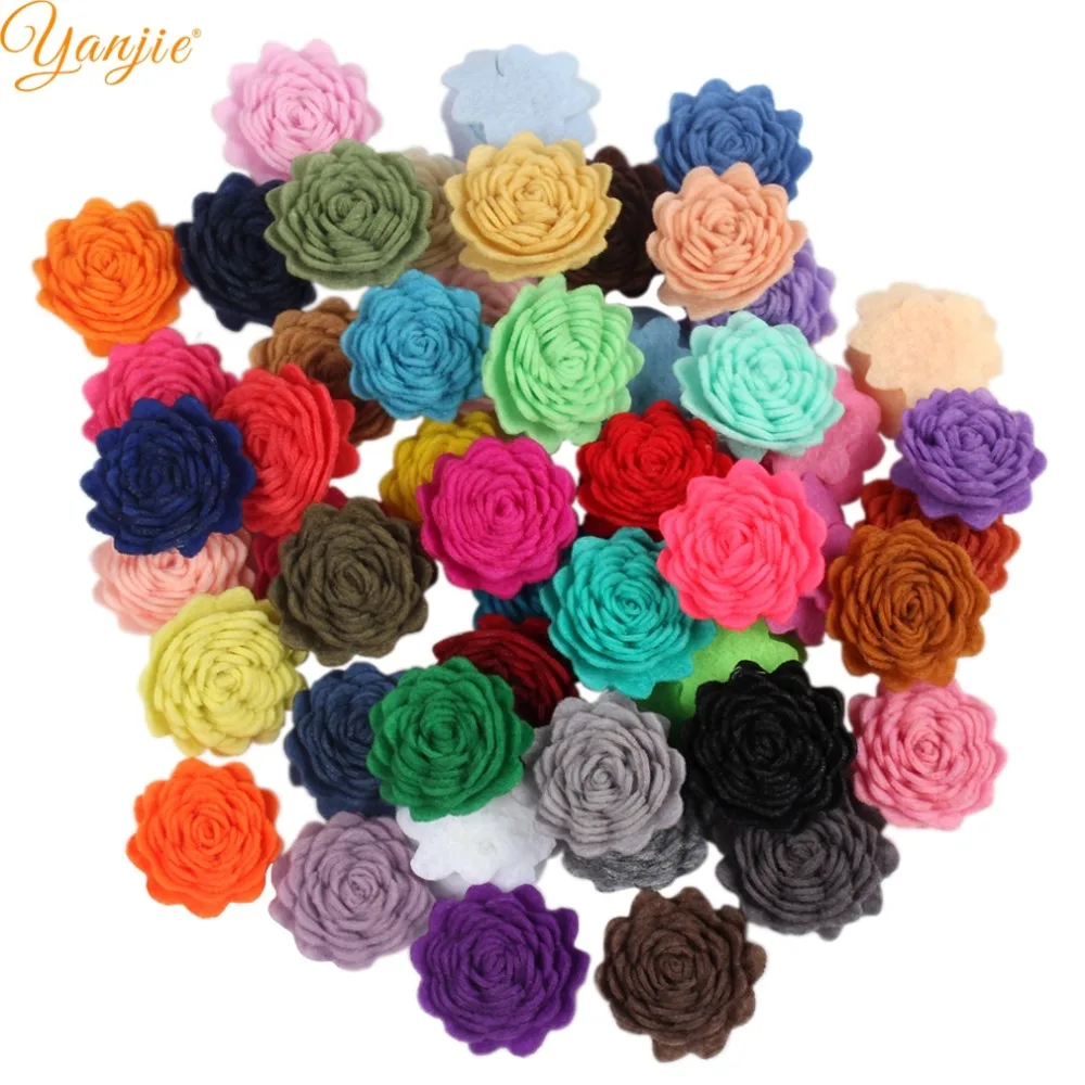 

102pcs/lot 1'' Wool Felt Rose Flowers For Girls 2019 Birthday Party DIY Hair Accessories Kids Felt Flowers Hair Bow Headbands