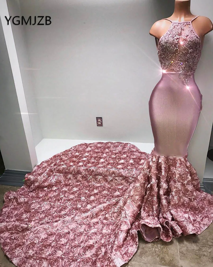 

Sexy Long Evening Dresses for Wedding 2018 Spaghetti Strap Beaded with Long Train African Women Formal Party Gown Prom Dresses