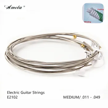 

Electric Guitar Strings Original E2102 011-049 Medium Strings Guitar Parts 2 Sets With Coating Anti-Rust Plain Steels