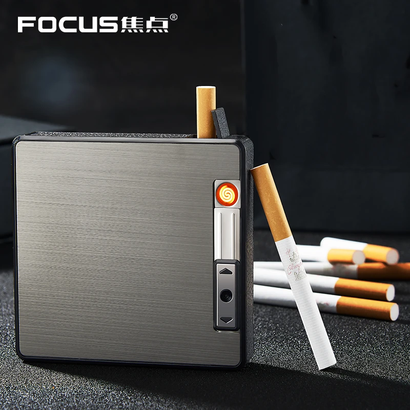 

Cigarette Case Box with USB Electronic Lighter Cigarette Plasma Arc Metal Lighter Electric 6PCS Cigarette Holder Gadgets for Men