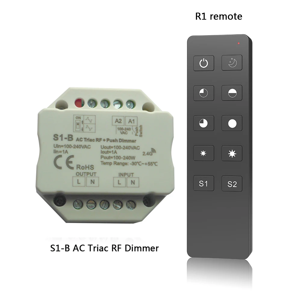 S1-DR/SS-B/S1-B/R1/S1-K/RT6 AC Triac DMX диммер; AC100V-240V, 2,4G дистанционный RF умный переключатель для светодиодный светильник