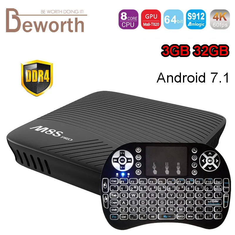 Prix pour 3 GB DDR4 32 GB Android 7.1 Nougat TV Boîte MECOOL M8S PRO Amlogic S912 Octa Core UHD 4 K BT 4.1 2.4G/5G Double WiFi Smart Set-top boîte Prix pour 3 GB DDR4 32 GB Android 7.1 Nougat TV Boîte MECOOL M8S PRO Amlogic S912 Octa Core UHD 4 K BT 4.1 2.4G/5G Double WiFi Smart Set-top boîte
