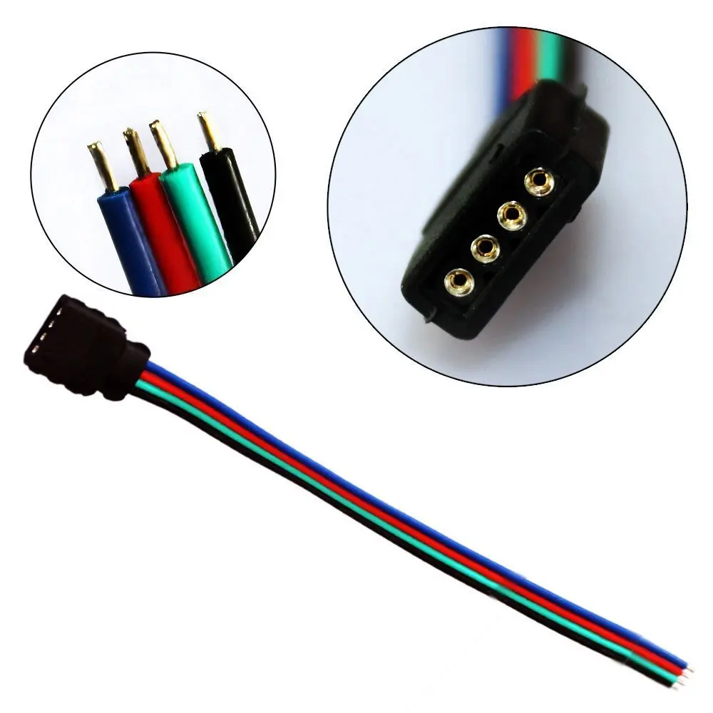LED RGB Light Strips 10Pcs Female Connector RGB Wire Cable For SMD 5050
