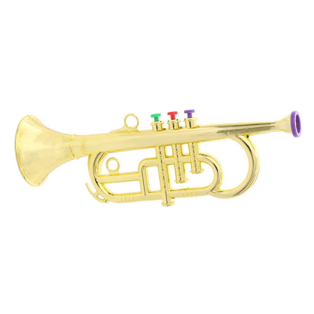 Kids Plastic Trumpet with 3 Colored Keys for Early Developmental Music Education Toy