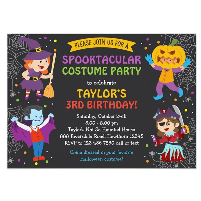 personalized halloween birthday invitation costume party kids