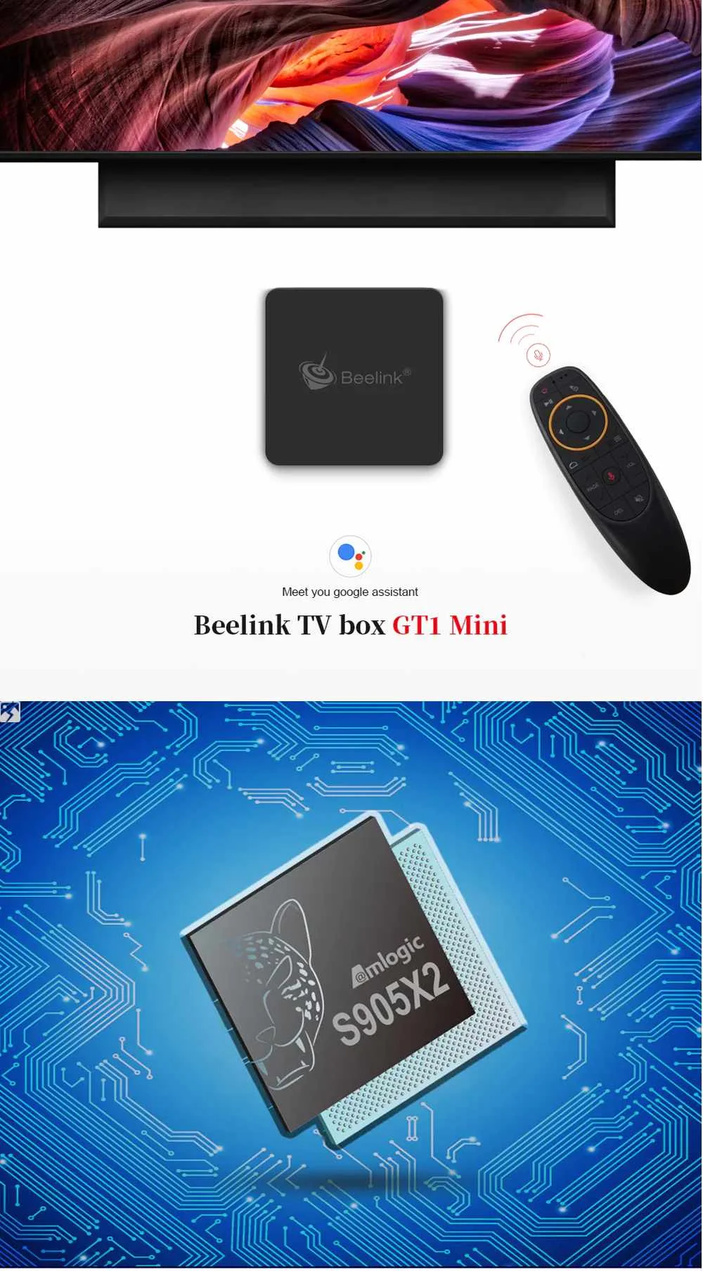 Beelink GT1 MINI Amlogic S905X2 4 Гб DDR4 64 ГБ Android 8,1 1000 2,4 M 5,0G 4,0G wifi 4K BT tv Box Мини-ПК поддержка голосового пульта дистанционного управления