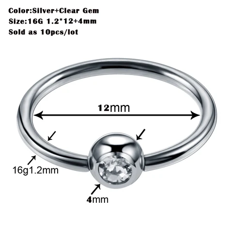 10 шт./лот G23 Титан пирсинг Daith спирали пирсинг носа кольцо в бровь CBR мяч губная серьга, ювелирное изделие для тела Пирсинг Daith - Окраска металла: X10-T0806
