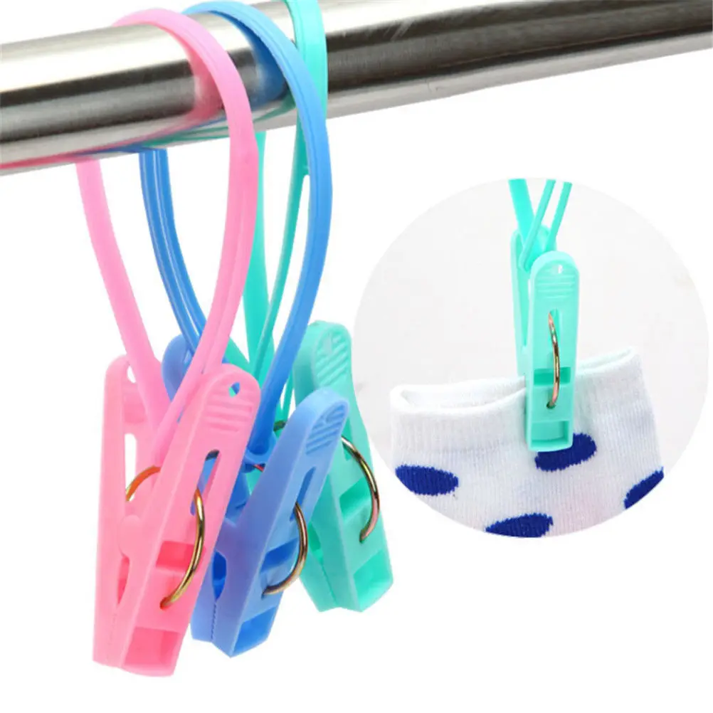 12PCS Plastic Clothes Pegs Portable Home Travel Hangers Rack Towel