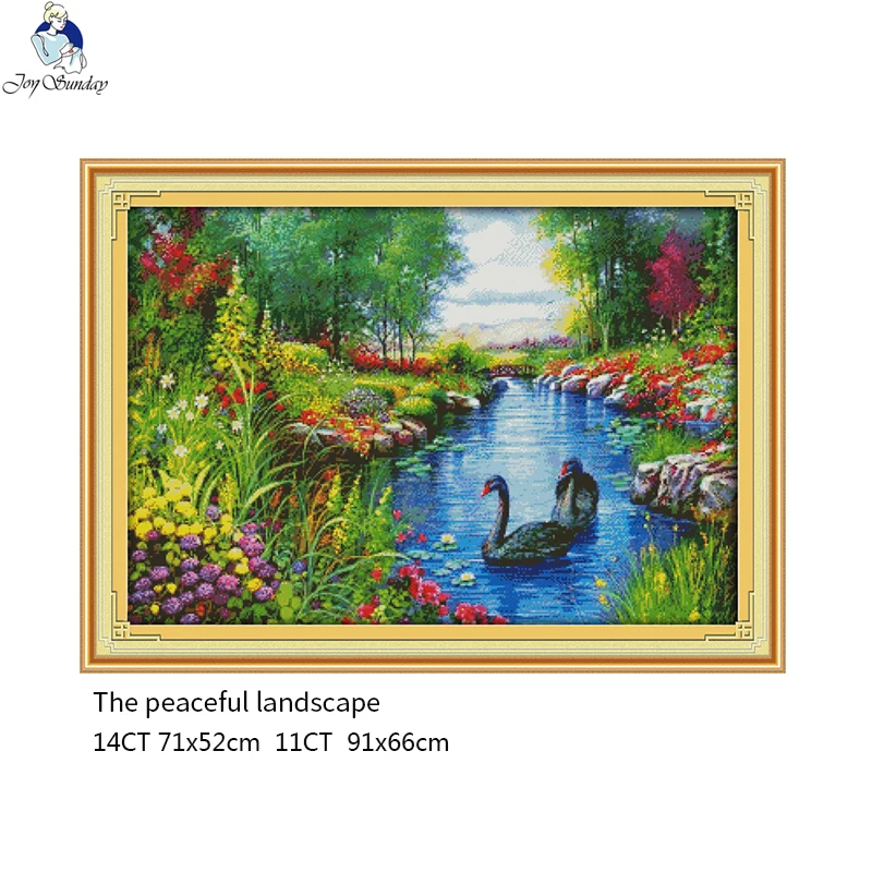 

The Peaceful Landscape Counted Cross-stitch 11CT Printed Fabric 14CT Canvas DMC Chinese DIY Handmade Embroidery Set Crafts