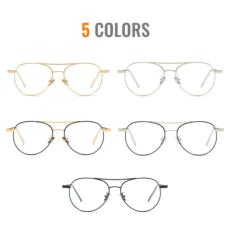 Toketorism Pilot Style Metal Frame Vintage Double Bridge Eyewear Frames Men Women Clear Lenses 1181