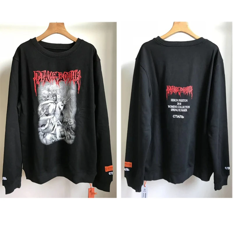 

Hip Hop Heron Preston Hoodie Autumn Winter Embroidery Heron Preston Sweatshirts Streetwear Skeleton Skull Heron Preston Pullover