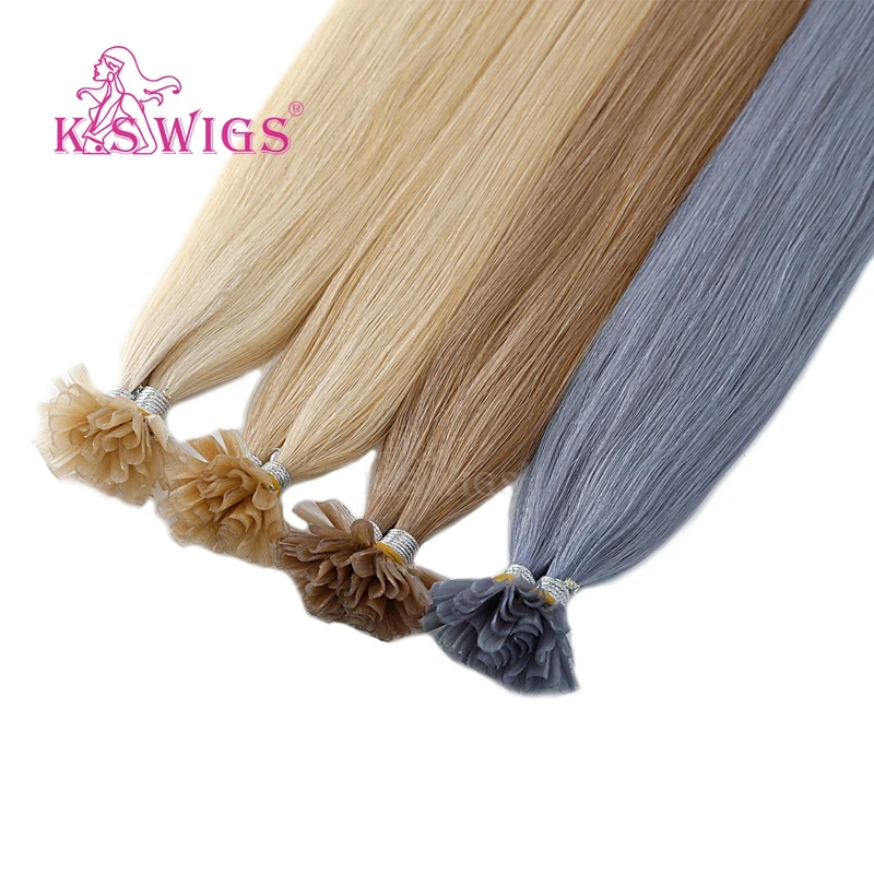 WIGS Human-Hair-Extensions Nail Remy-Capsule Fusion-Hair Keratin Pre-Bonded U-Tip K.S