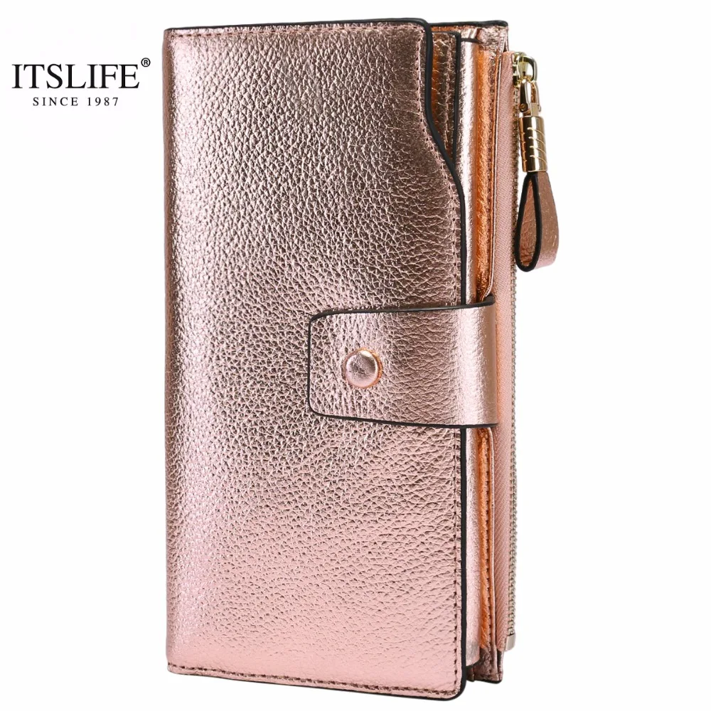 ITSLIFE New Women Genuine Leather RFID Blocking Functional Wallet Vintage...