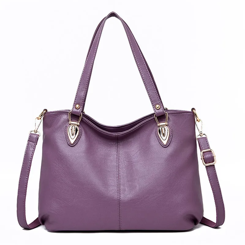 Японские Женские кожаные сумки большой емкости повседневные сумки-шопперы для женщин роскошные сумки женские сумки дизайнерские дамские сумки - Цвет: Purple