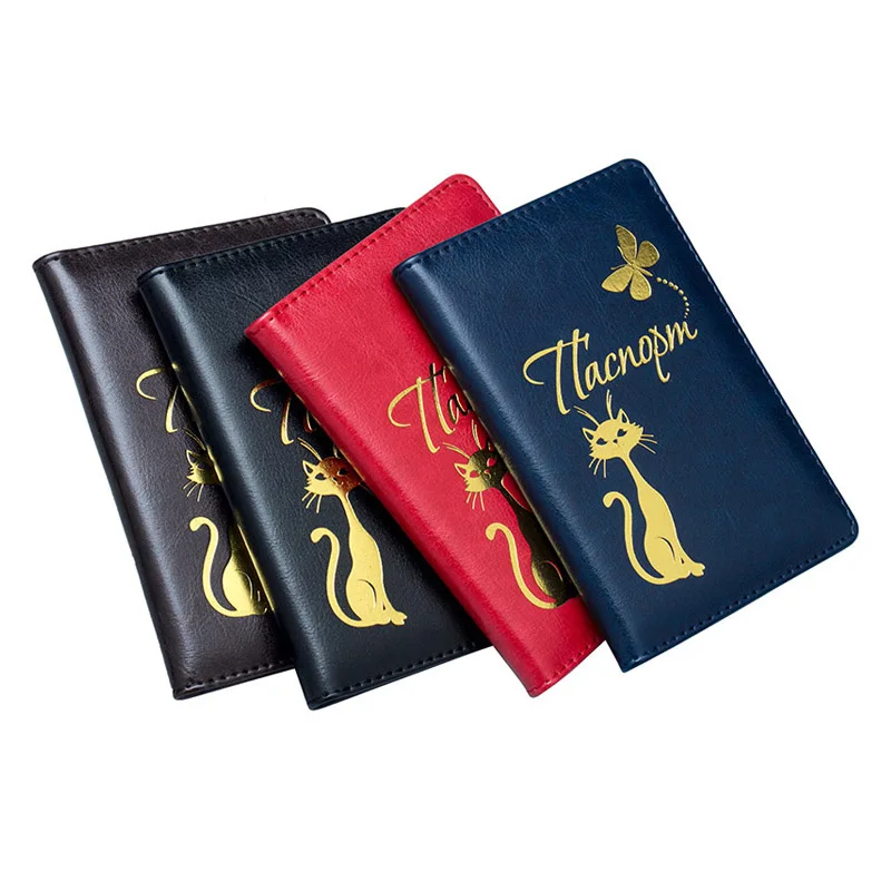 

Russia Cute Cat Passport Cover For Women Men Pu Leather Passport Case Card Holder Passport Wallet Purse Travel Case