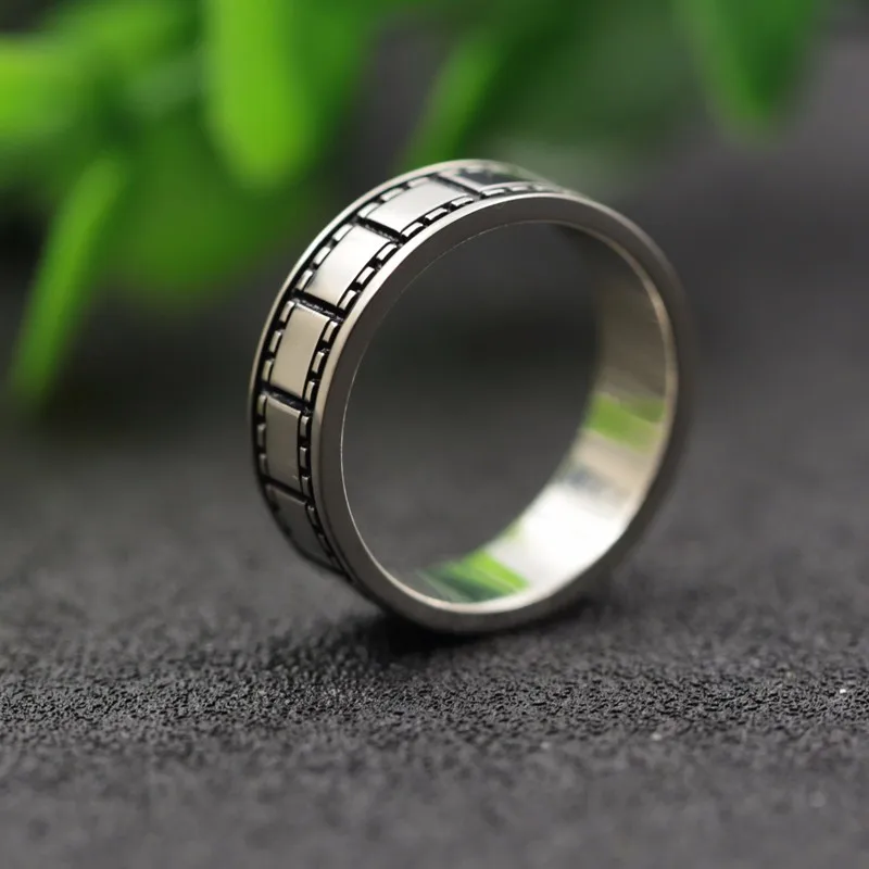 Выгравированное кольцо для фотографической пленки, персонализированное однотонное серебряное кольцо с кристаллом, унисекс кольцо на головщину