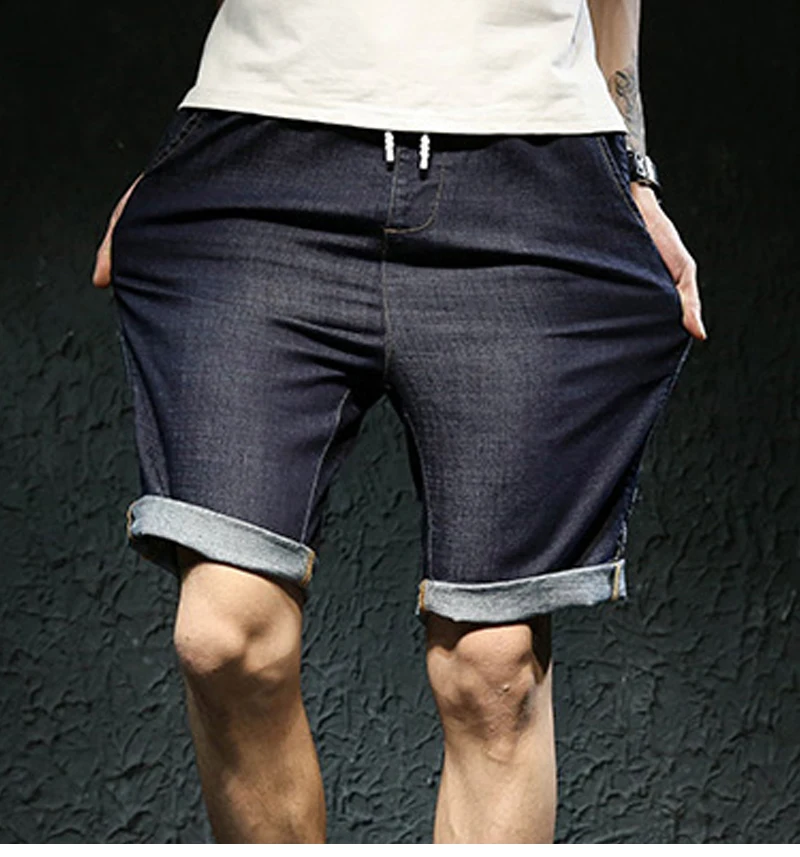 Knee Man Shorts Bermuda Jean Breeches Men  (8)