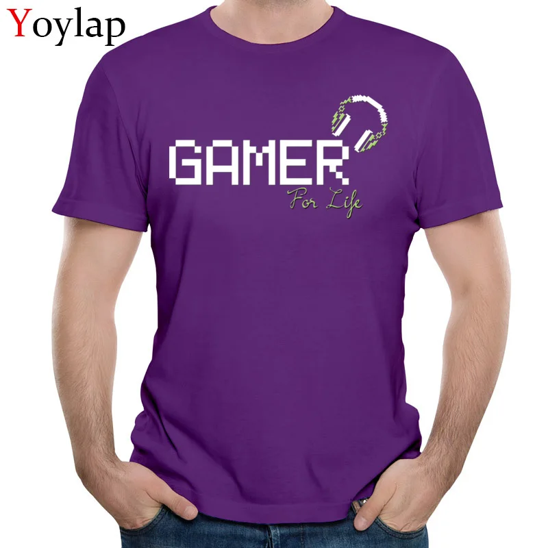  Summer T-Shirt Newest Crew Neck Gamer For Life 100% Cotton Men Tops Shirt Personalized Short Sleeve Tee-Shirts purple
