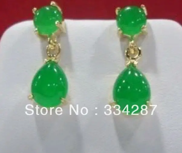 

Natural green Chalcedony Drop sway earring AAA
