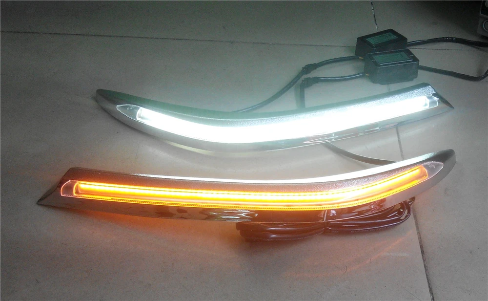 2 шт. автомобильный головной светильник, украшение для бровей, желтый указатель поворота, светодиодный светильник дневного света для Toyota Hilux Vigo 2012 2013
