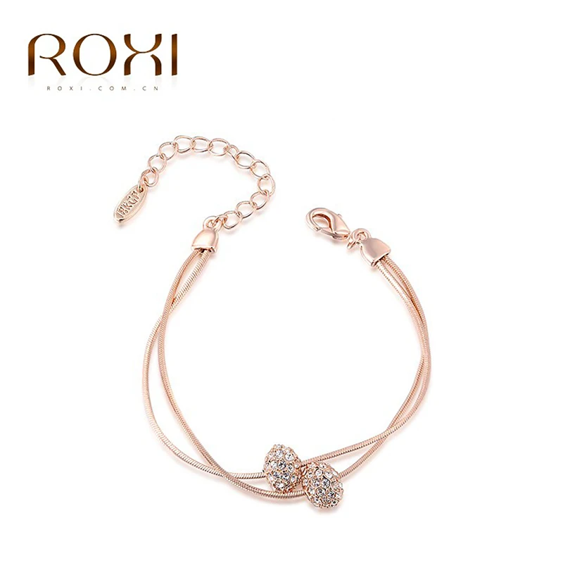 

ROXI Brand Charm Bracelets & Bangles Rose Gold Color Women Elegant Fashion Crystal Beads Wedding Party Jewelry for Woman