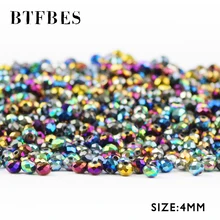 Btfbes facetada plana redonda cristais austríacos 4mm 100 pçs grânulos soltos banhado ab bola de vidro para colar pulseira de jóias fazendo diy