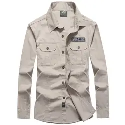 Большие размеры 5XL 6XL 2019 Весенняя рубашка с длинным рукавом мужская брендовая Военная рубашка высокого качества хлопок camisa masculina army Мужские