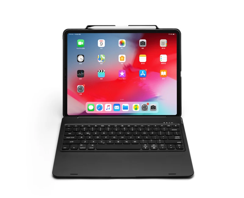 [Новое] Bluetooth Беспроводной клавиатура чехол для Apple iPad Pro 12,", думаю, что клавиатура с 7-Цвет со светодиодной подсветкой и Smart Sleep/Wake-up