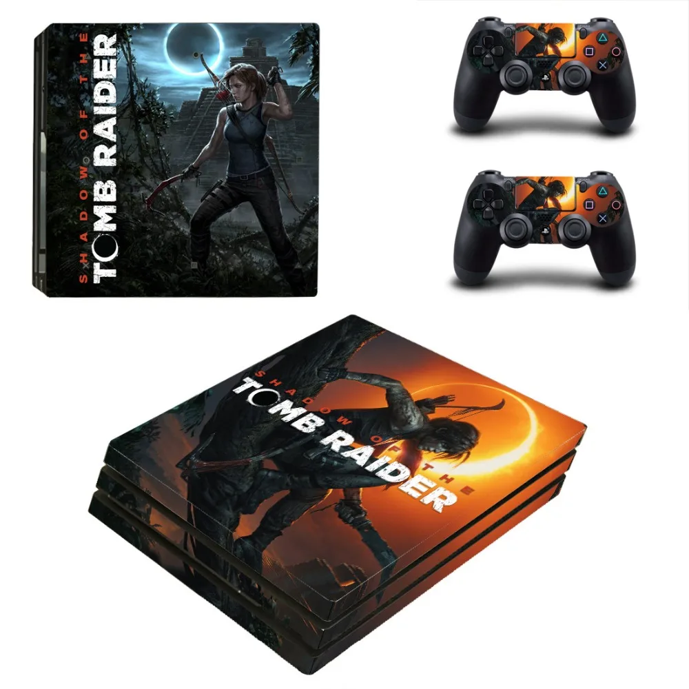 Виниловая наклейка Shadow of The Tomb Raider PS4 Pro для консоли Sony Playstation 4 и 2 контроллера