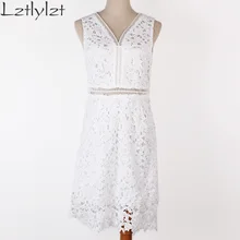 2016 Womens Summer Dresses Bodycon Floral White Lace Crochet Elegant Dress for Gown Party Club Short Evening Female Clothing