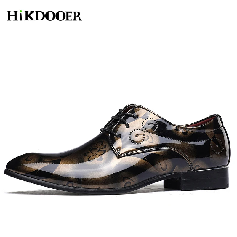 

Italian Designer Pattern Men Formal Dress Shoes Male Fashion Leather Wedding Shoes Men Loafers Chaussure Homme Bullock Shoes