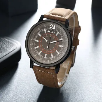 

Soxy Brand Men Watch Business Dress Leather Band Analog Quartz Mens Clock Fashion Military Wrist Watches relogio masculino