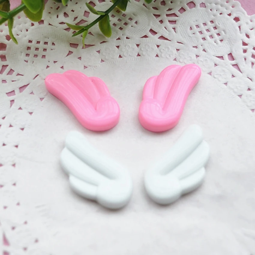 

Hot Sale For Diy Decoration 20pcs 33*18mm Kawaii Flat Back Resin Cabochons Wing