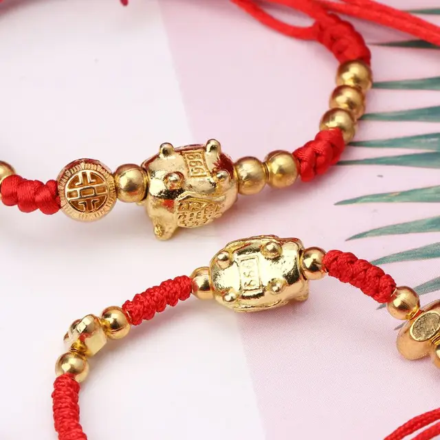 Feng Shui Red String With Lucky Golden Pig Feng Shui Store Feng Shui Red String With Lucky Golden Pig Feng Shui Store
