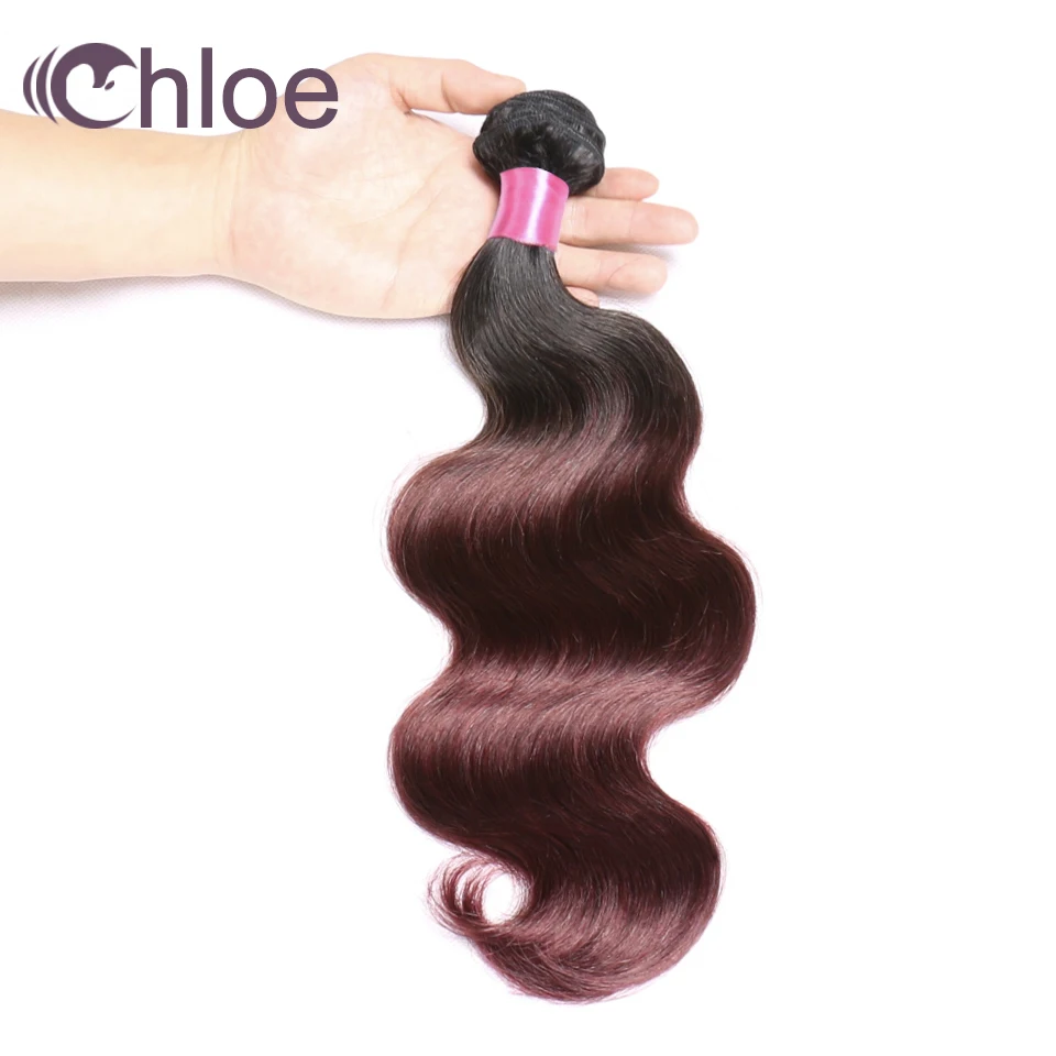 Chloe Ombre бразильские пучки волос 1 шт. бордовые человеческие волосы плетение